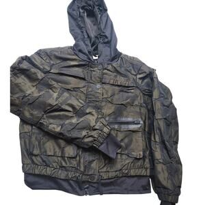 Blanc Noir Jacket Womens Small Skyfall Hooded Aviator Camo Zip Up Windbreaker